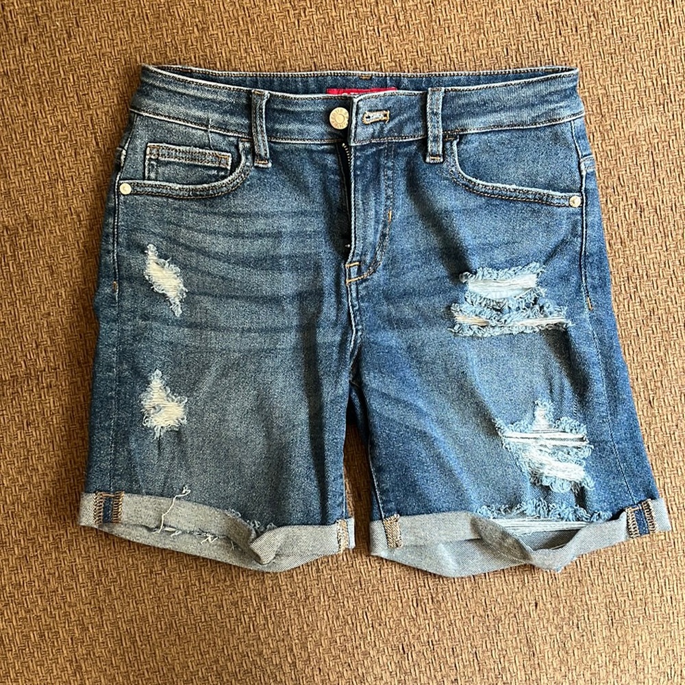 Guess cuffed distressed jean shorts